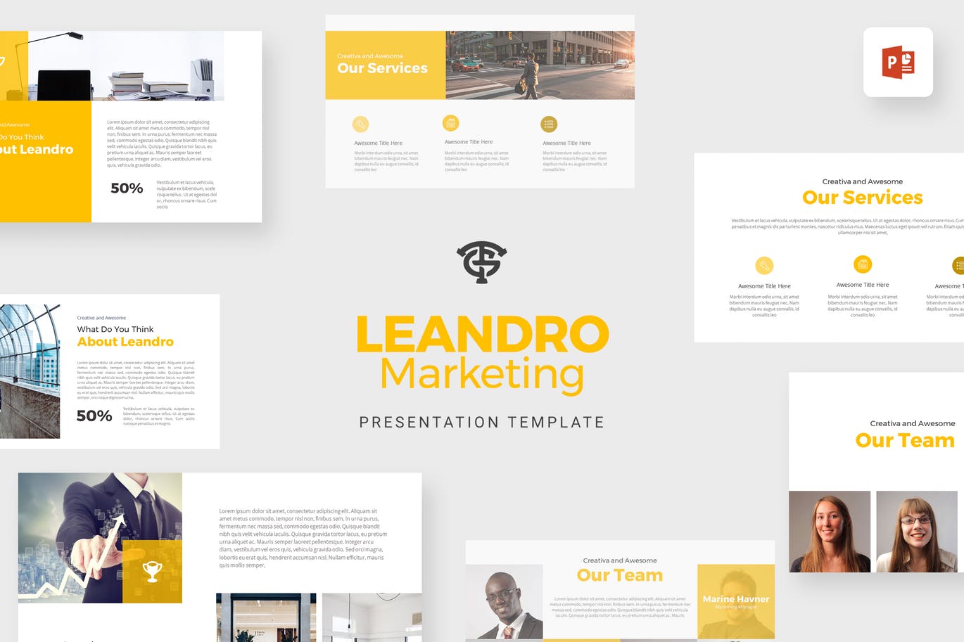 Mẫu Powerpoint Marketing Leandro